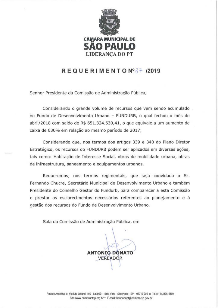 Donato requerimento fundurb