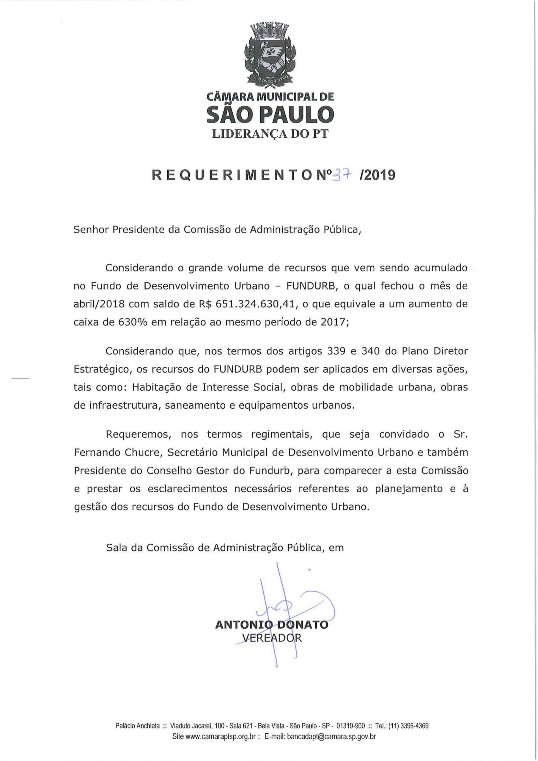Donato requerimento fundurb