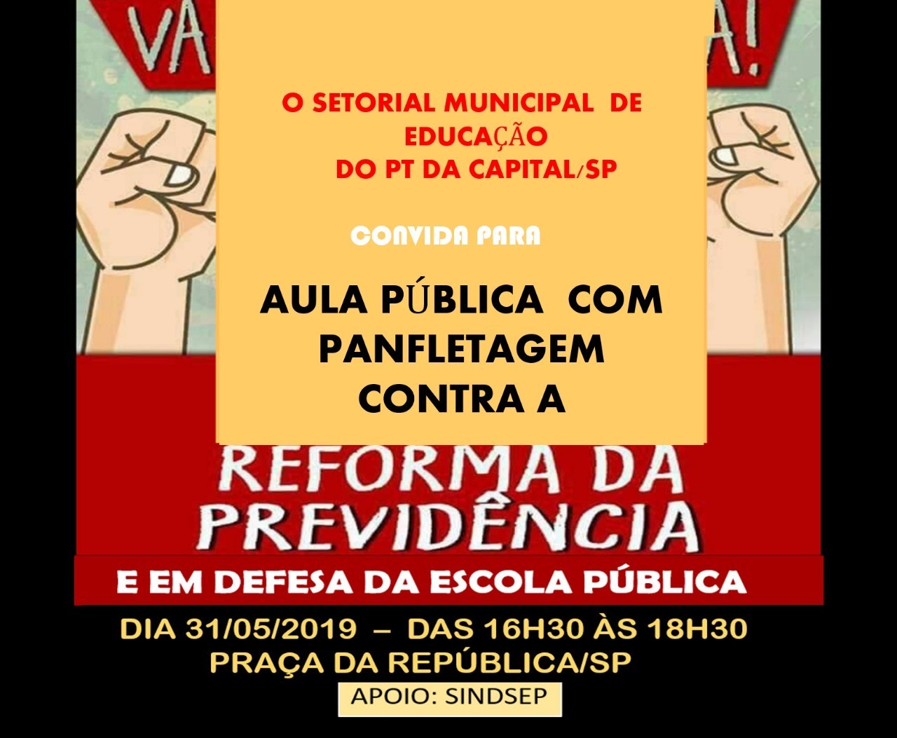 Aula Pública com panfletagem contra a reforma da previdência