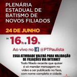 Plenária estadual batismo novos filiados