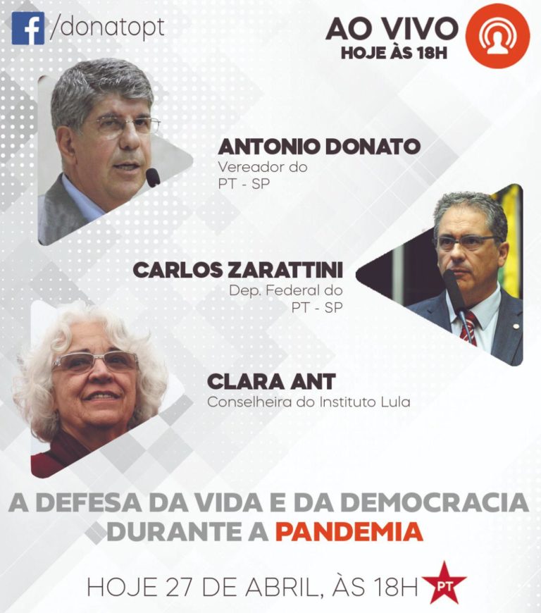 #LiveDoPT com o vereador Antônio Donato @donato_pt, deputado federal Carlos Zarattini @carloszarattini e Clara Ant