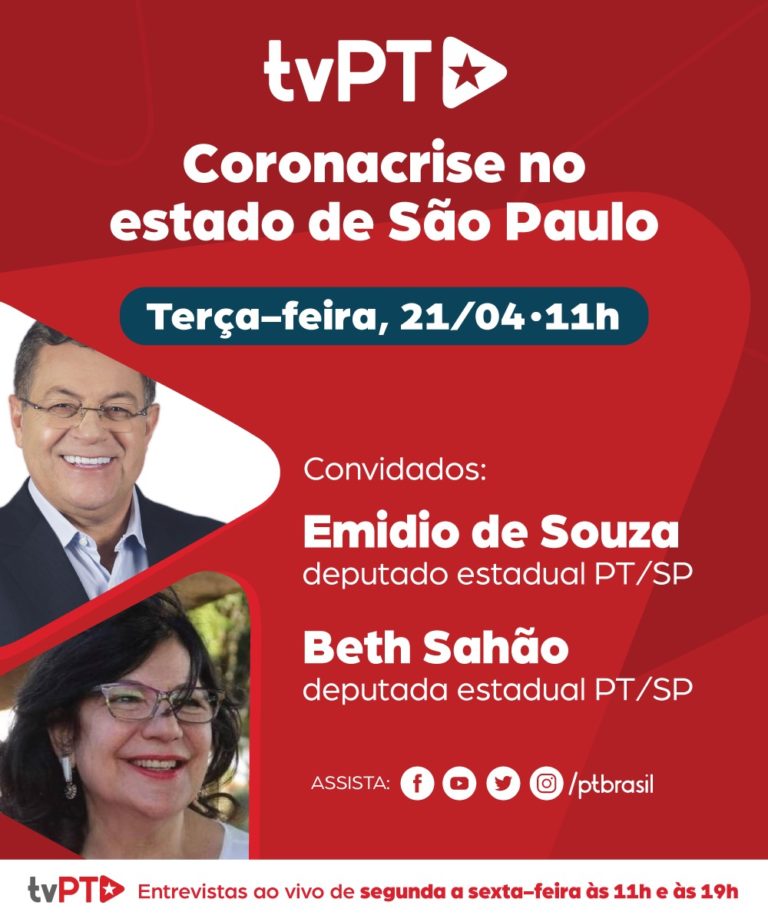 #LiveDoPT Debate: Coronacrise no estado de São Paulo com o deputado estadual @emidiodesouza_ e a deputada estadual @bethsahao #LiveTvPT
