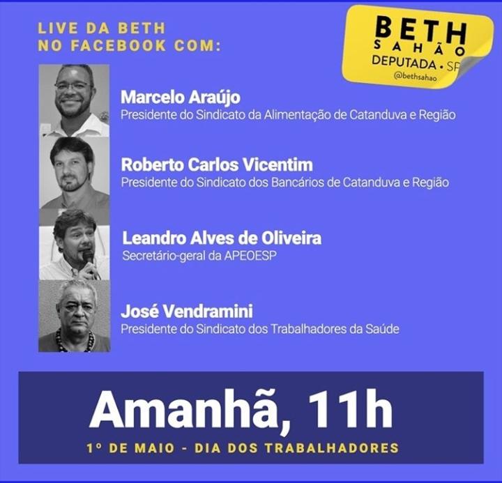 #LiveDoPT com a deputada estadual Beth Sahão @bethsahao, Marcelo Araújo, Roberto Carlos Vicentim, Leandro Alves de Oliveira e José Vendramini