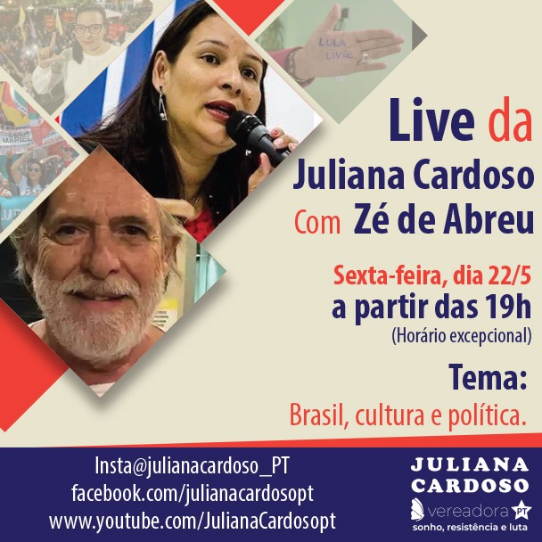 #LiveDoPT com a vereadora Juliana Cardoso @julianapt e o ator Zé de Abreu @zehdeabreu