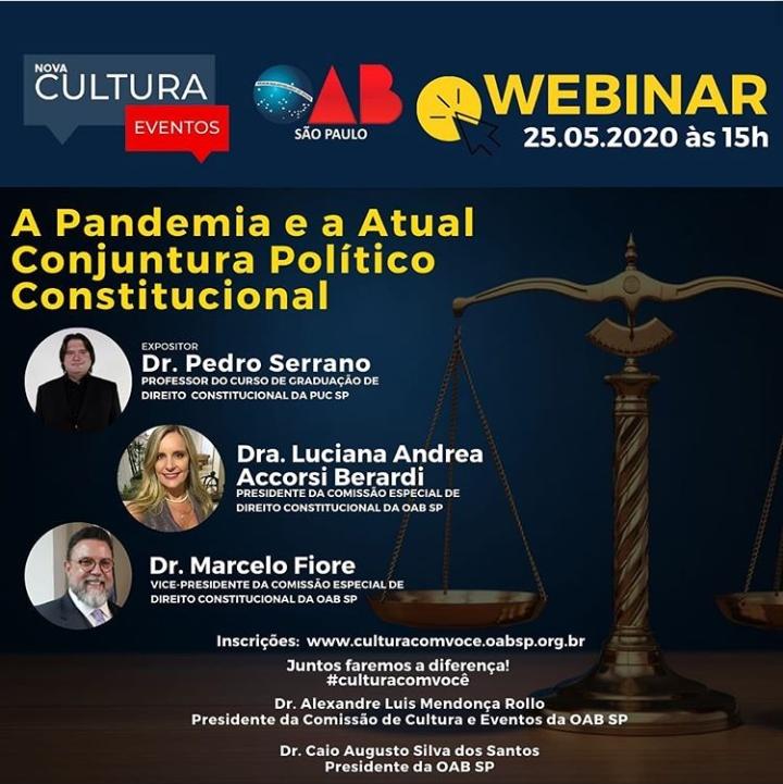 Live – WEBINAR “A Pandemia e a Atual Conjuntura Político Constitucional” com Dr. Pedro Serrano, Dra. Luciana Andrea Acoorsi Berardi, Dr. Marcelo Fiore #LiveDoPT