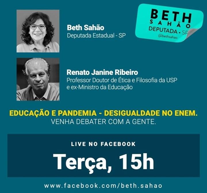 #LiveDoPT “Educação e Pandemia – Desigualdade no ENEM” com a deputada estadual Beth Sahão @bethsahao e Renato Janine Ribeiro
