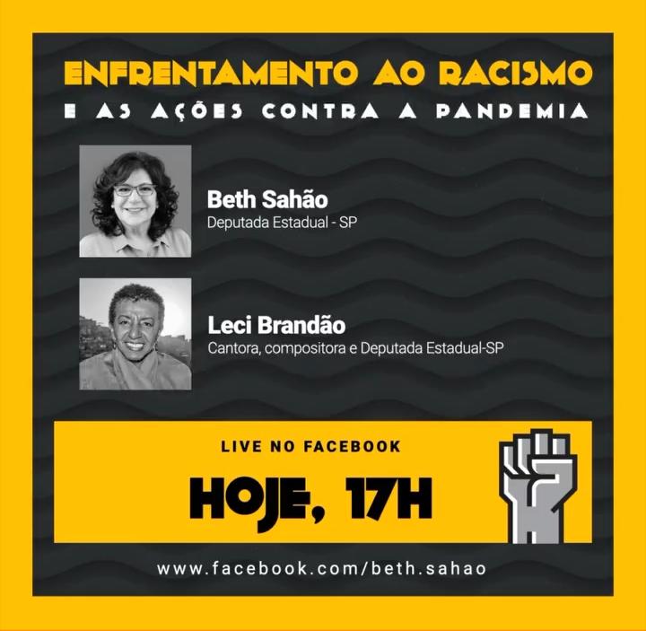 #LiveDoPT “Enfrentamento ao Racismo e as ações contra a pandemia” com as deputadas estaduais Beth Sahão @bethsahao e Leci Brandão @lecibradao
