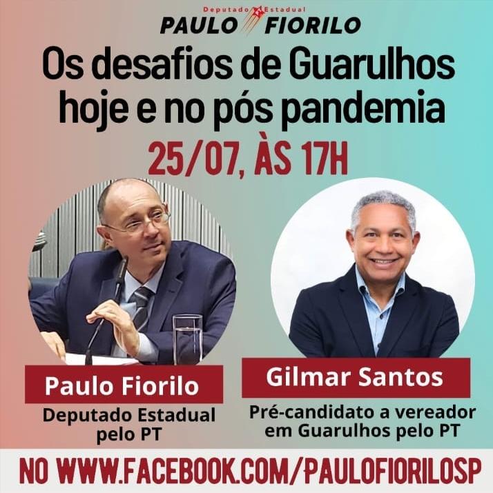 #LiveDoPT “Os desafios de Guarulhos hoje e no pós pandemia” com o deputado estadual Paulo Fiorilo @paulofiorilo e Gilmar Santos
