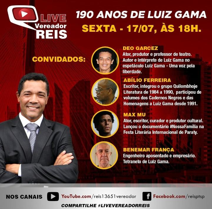 #LiveDoPT “190 anos de Luiz Gama” com o vereador Reis @reisptsp, Deo Garcez, Abílio Ferreira e Max Mu