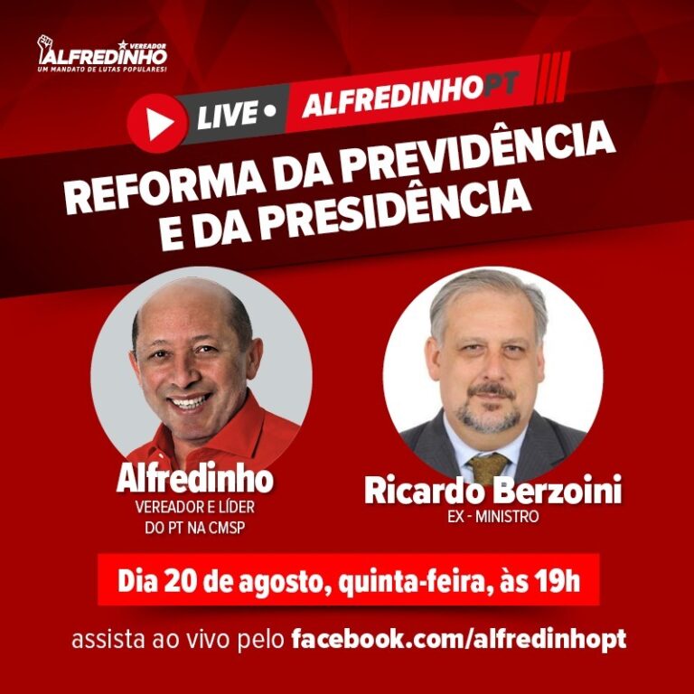 #LiveDoPT Reforma da previdência e da presidência – @ptalfredinho convida o ex-ministro @RicardoBerzoini