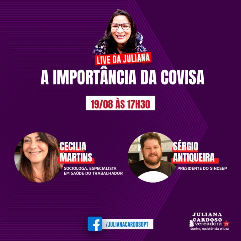 #LiveDoPT A importância da Covisa, com a @julianapt, a socióloga Cecília Martins e o presidente do @SINDSEP @srantiqueira
